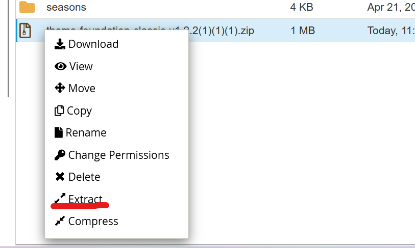 Where to find Extract underlined in red