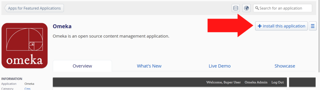 Red arrow showing where the install this application button is