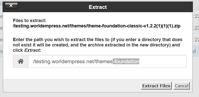 An example of renaming the extract
