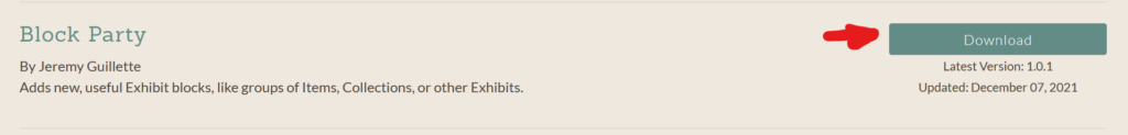 Red arrow pointing to the button where a plugin can be downloaded