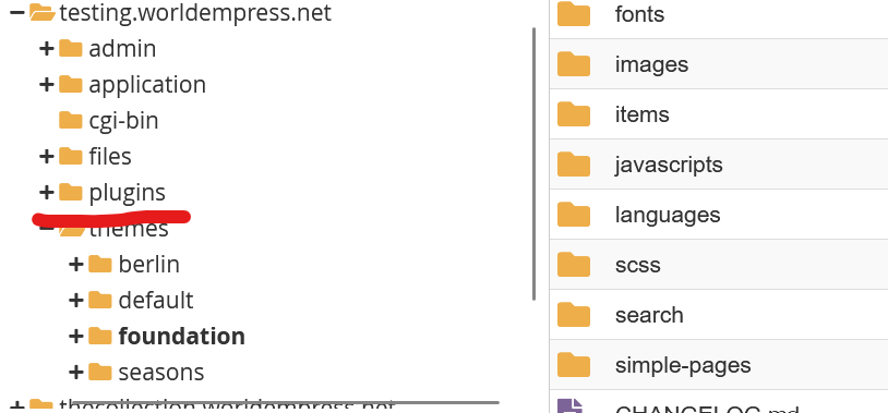 Plugin folder underlined in red