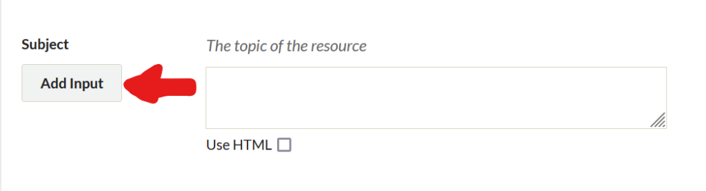 Red arrow pointing to the add input box
