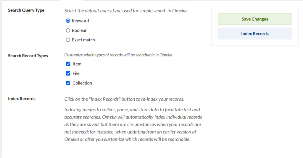 Search Settings options 
