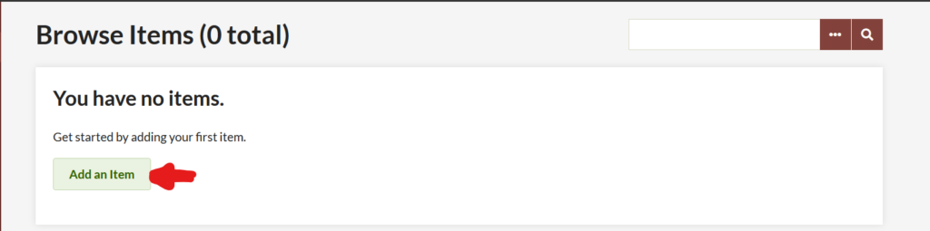 Red arrow pointing to add an item