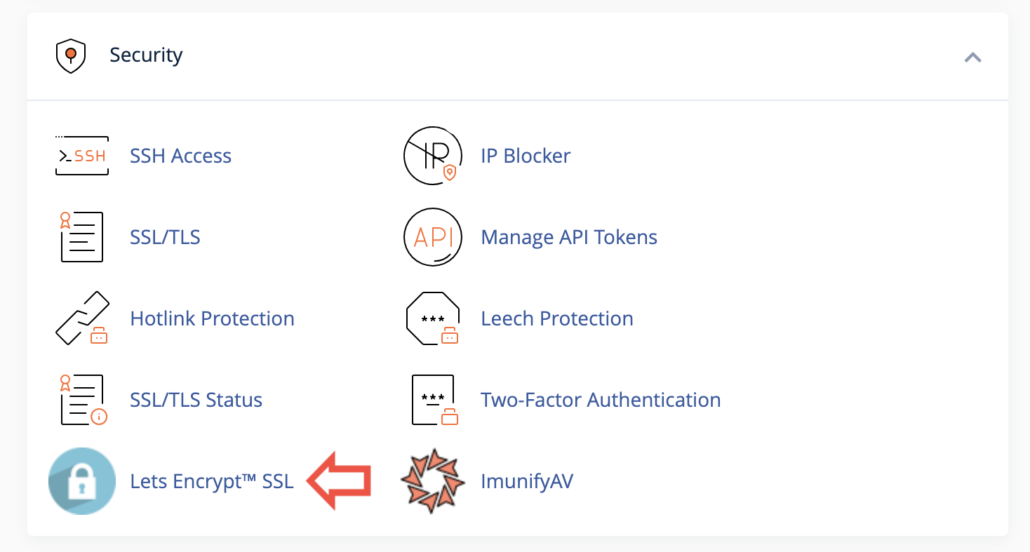 Security section of cPanel.